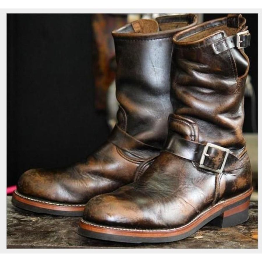 

Bottes D'extérieur En PU à Talon Bas Avec Boucle De Ceinture Vntage Pour Hommes