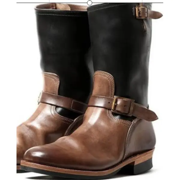 Мужские уличные ботинки из искусственной кожи на низком каблуке с пряжкой в стиле ретро Vntage - Woolmind.com 