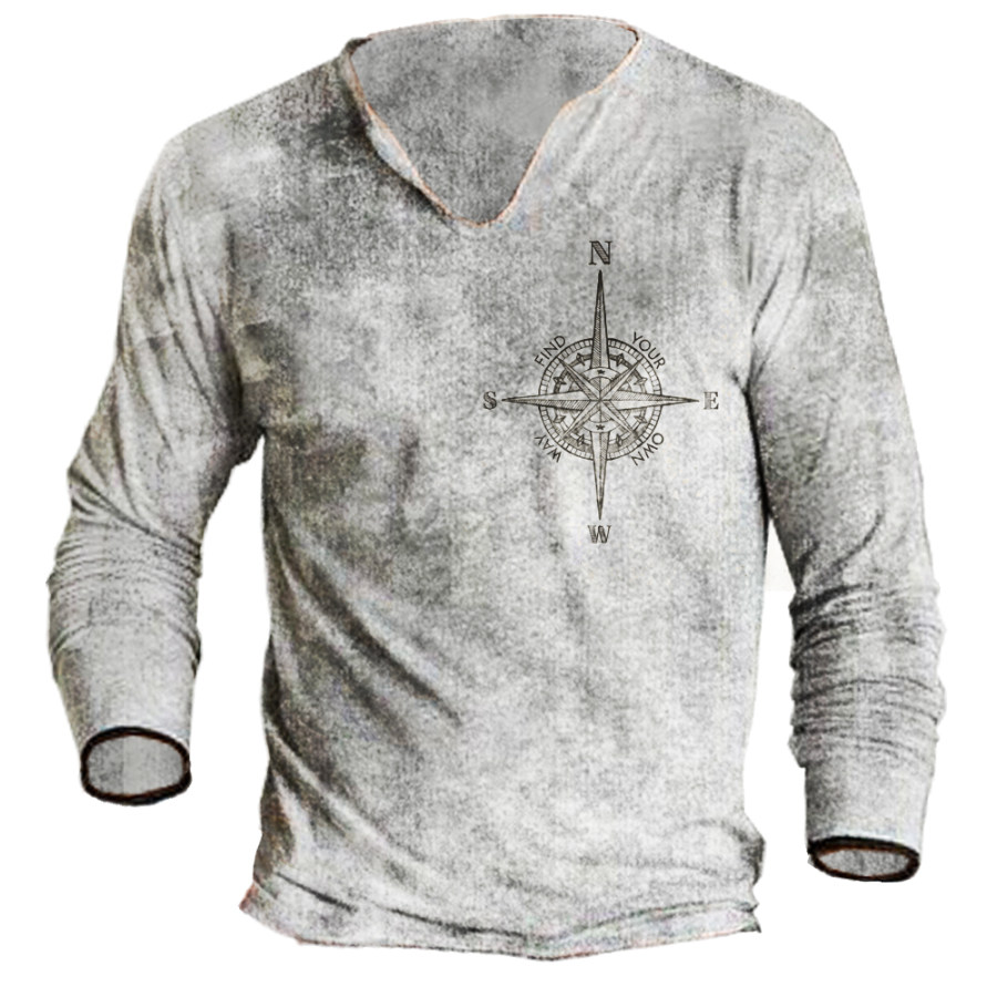 Mens Outdoor Printed Long-sleeved T-shirt