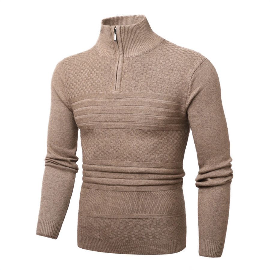 

Warm Long Sleeve Hooded Zip Knit Sweater