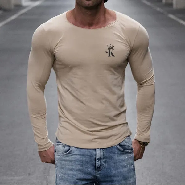 King Solid Color Slim Long-sleeved T-shirt - Stormnewstudio.com 
