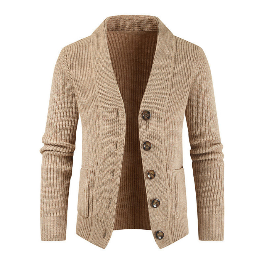 

Men's Casual Single-Breasted V-Neck Knitted Cardigan