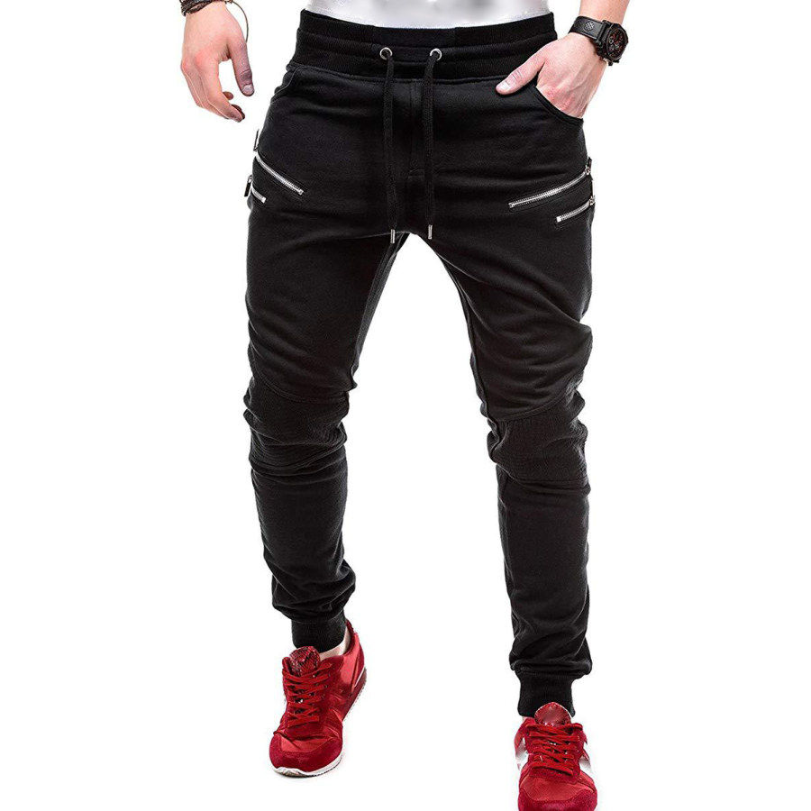 

Fashion Men's Outdoor Jogging Zipper Sports Pants Casual Straight Leg Trousers