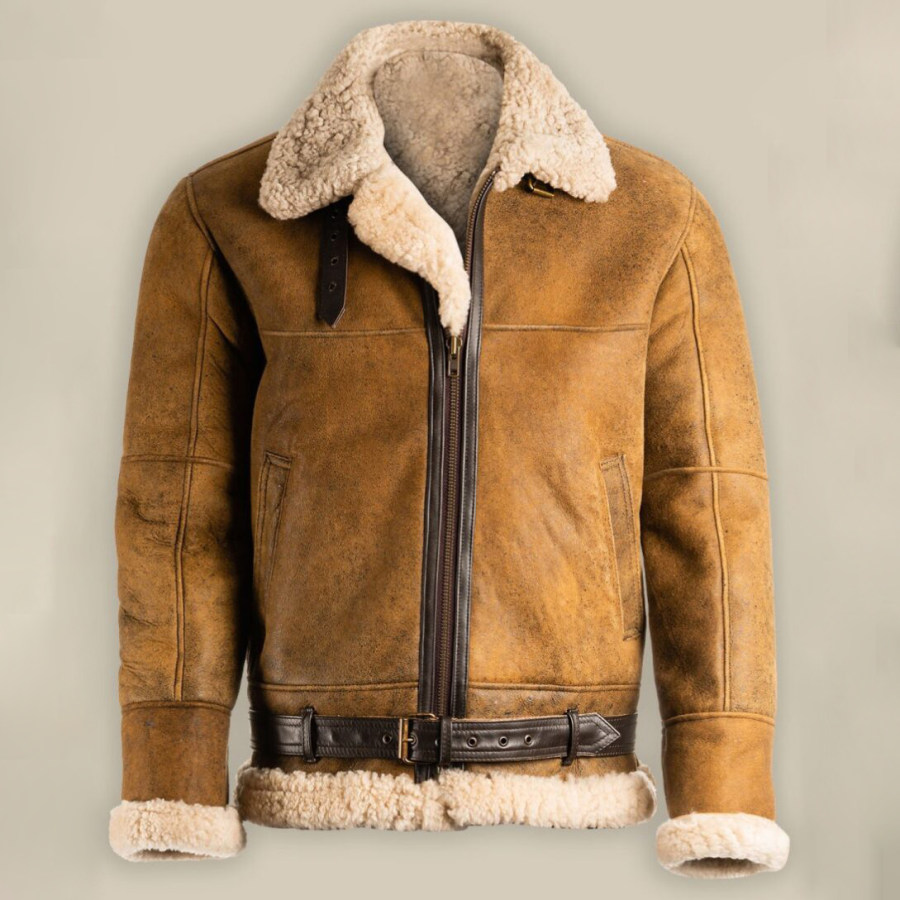 

Vintage Warm Wool Leather Jacket
