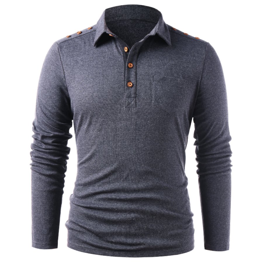 

Men's Casual Button Shirt Collar Top