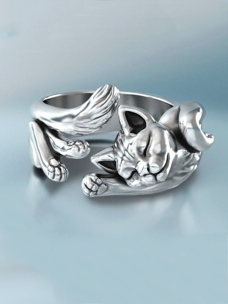 Alloy Cat Open Adjustable Ring