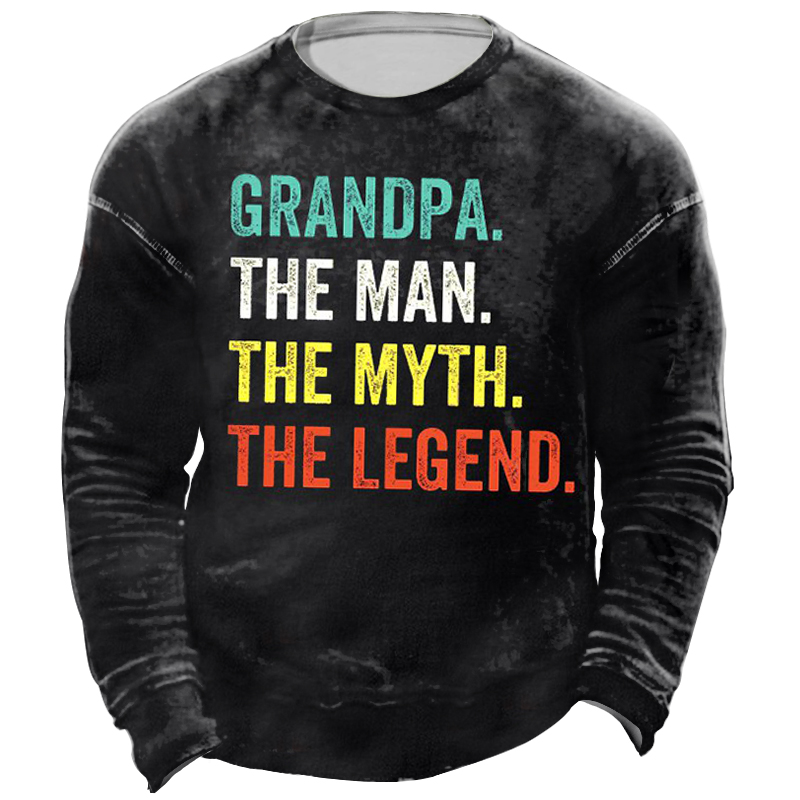 Grandpa Funny Letter Print Chic Round Neck Long Sleeve Sweatshirt