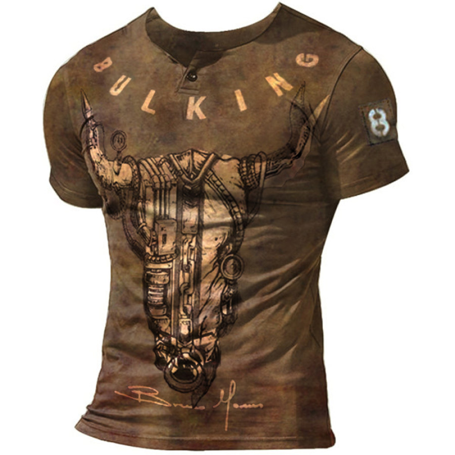 

Men's Retro Sports And Leisure Printed Short-sleeved T-shirt
