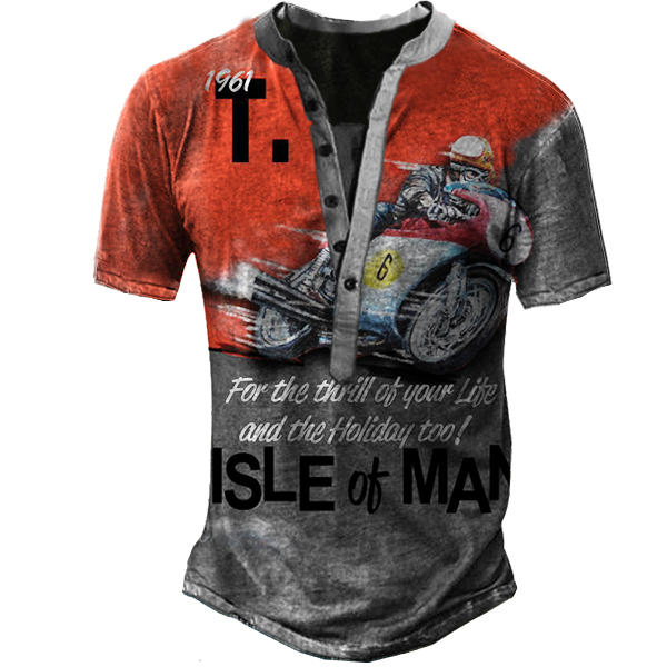 Men's Outdoor 20 Years Chic Of Retro Motorcycle Race Henry Tactical T-shirt
