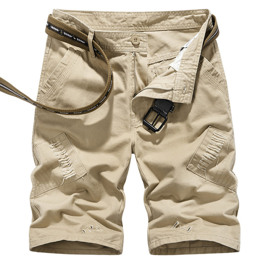 

Men's Casual Ripped Loose Straight Cargo Shorts