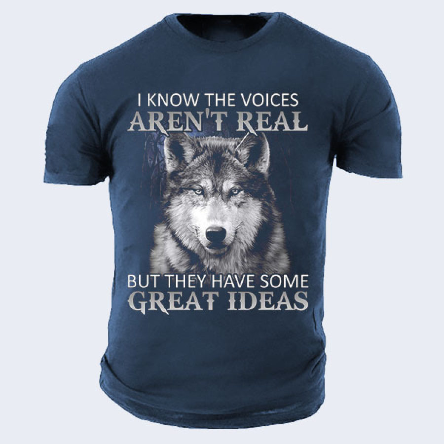 

Мужская хлопковая футболка «Я знаю что голоса не настоящие но у них есть отличные идеи»