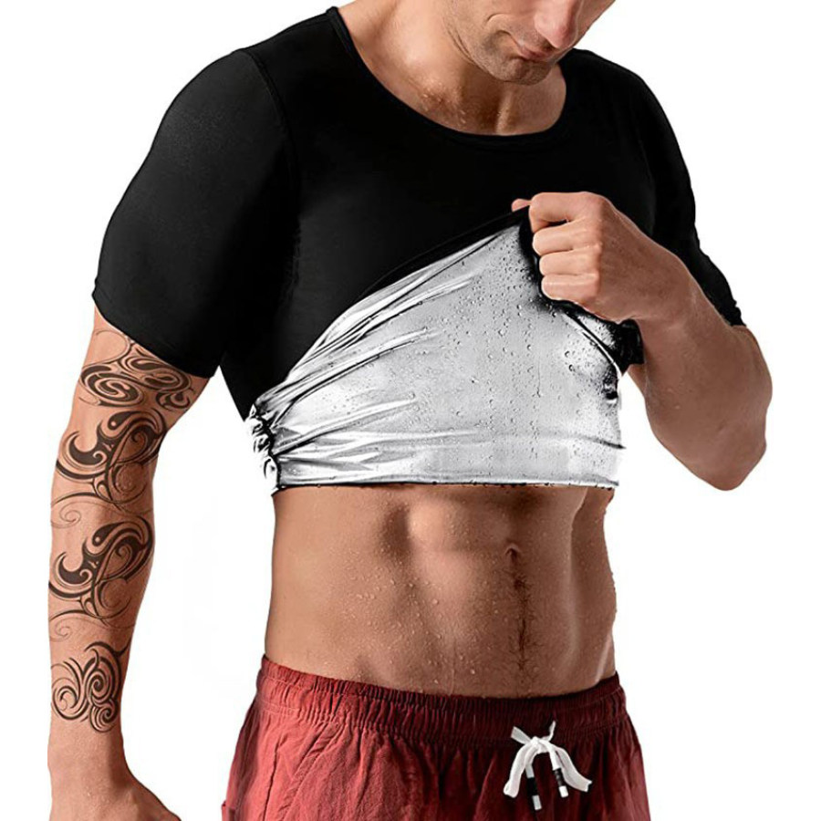 

Men's Body Sculpting Sports Hotsuit Short Sleeve T-Shirt Top