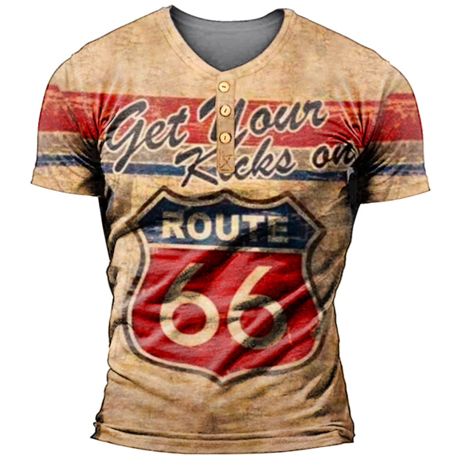 

Men's Vintage US Route 66 Printed T-shirt