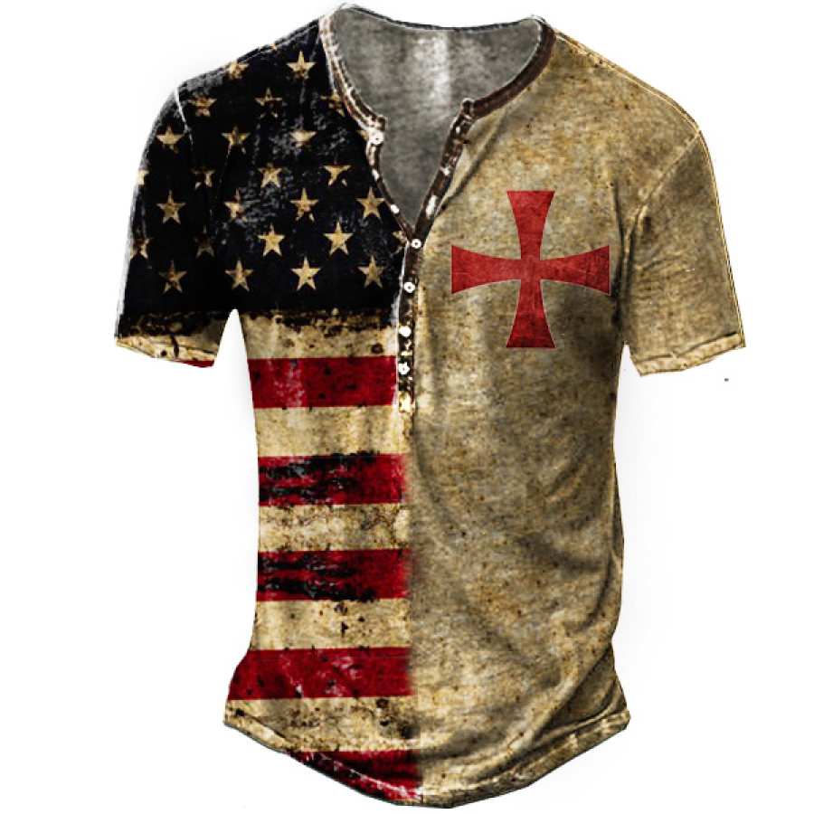 

Templar Jesus Cross Men's Outdoor Tactical Henley T-Shirt