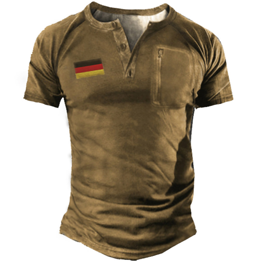

Camiseta De Manga Corta Táctica Para Exteriores Con Estampado De Bandera Alemana Para Hombre