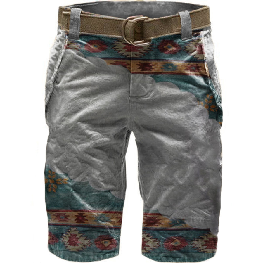 

Men's Vintage Distressed Aztec Print Shorts