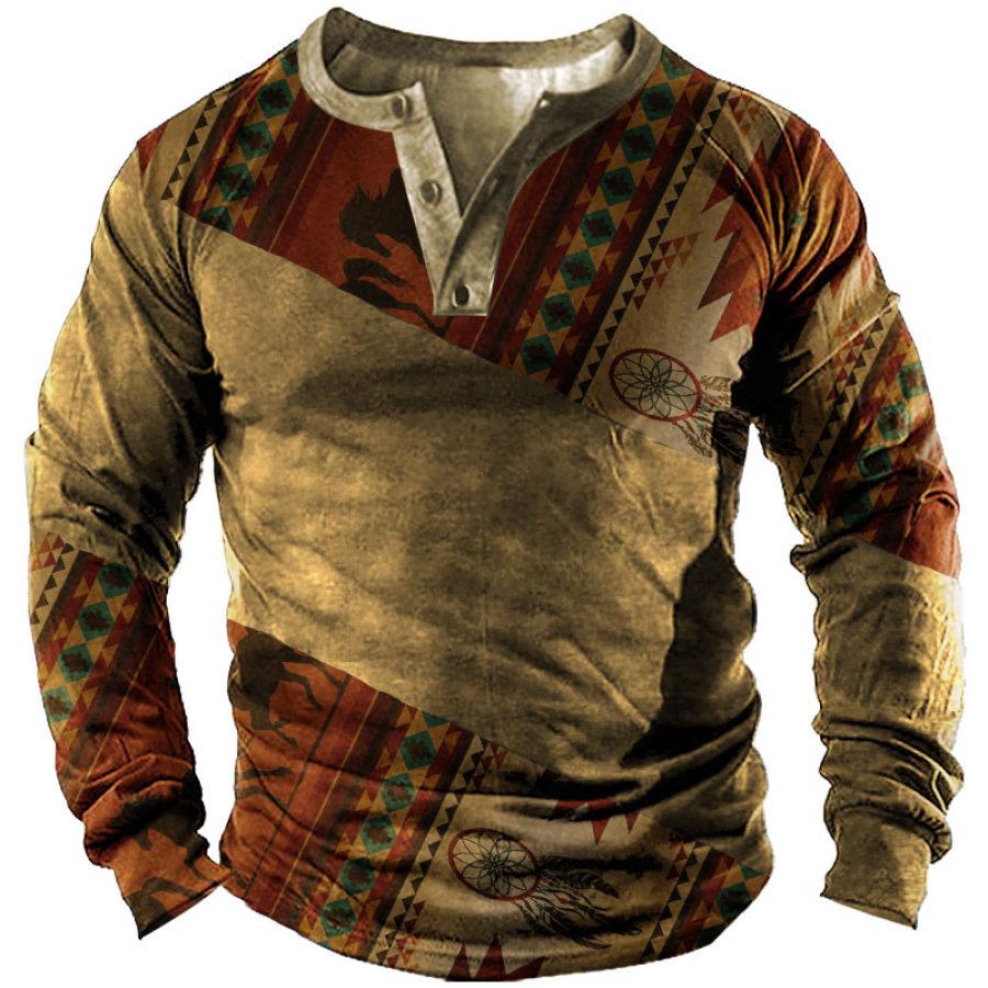 Aztec Henley Long Sleeves Men's Shirt