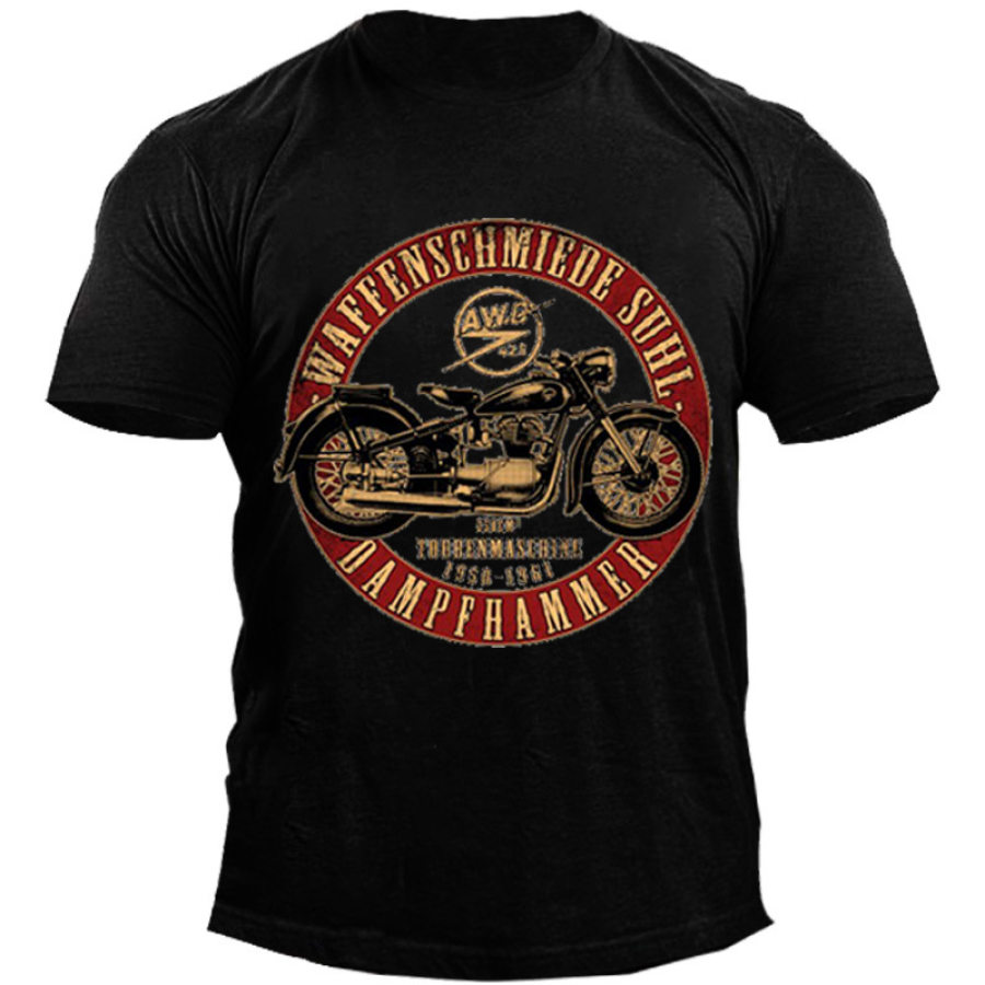 

T-shirt Da Uomo In Cotone Con Stampa Moto Waffenschmiede Suhl Dampfhammer