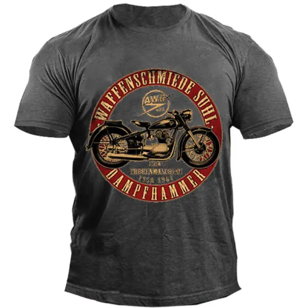 Waffenschmiede Suhl Dampfhammer Men's Cotton Motorcycle Print T-shirt Only $23.99 - Cotosen.com 