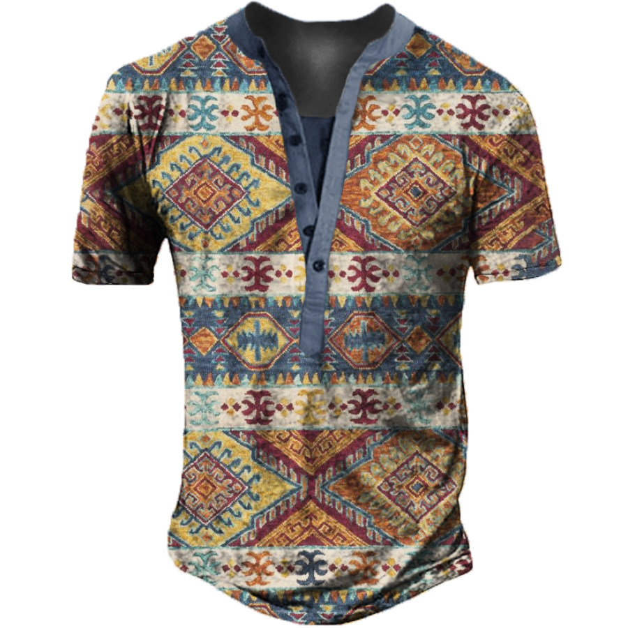 

Men's Outdoor Aztec Print Henley T-Shirt