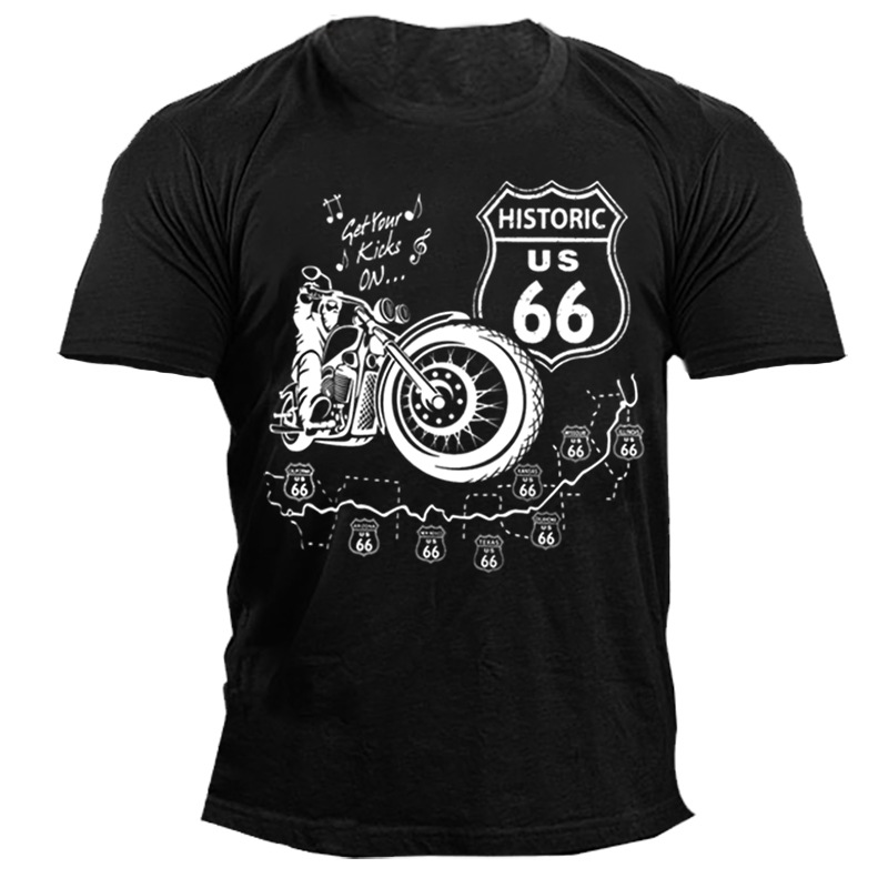 Route 66 Historic Highway Chic Legend Motor And Rock Men Cotton T-shirt