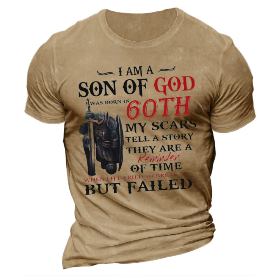 

I'm A Son Of God Born In 60th Men's Cotton Print T-Shirt