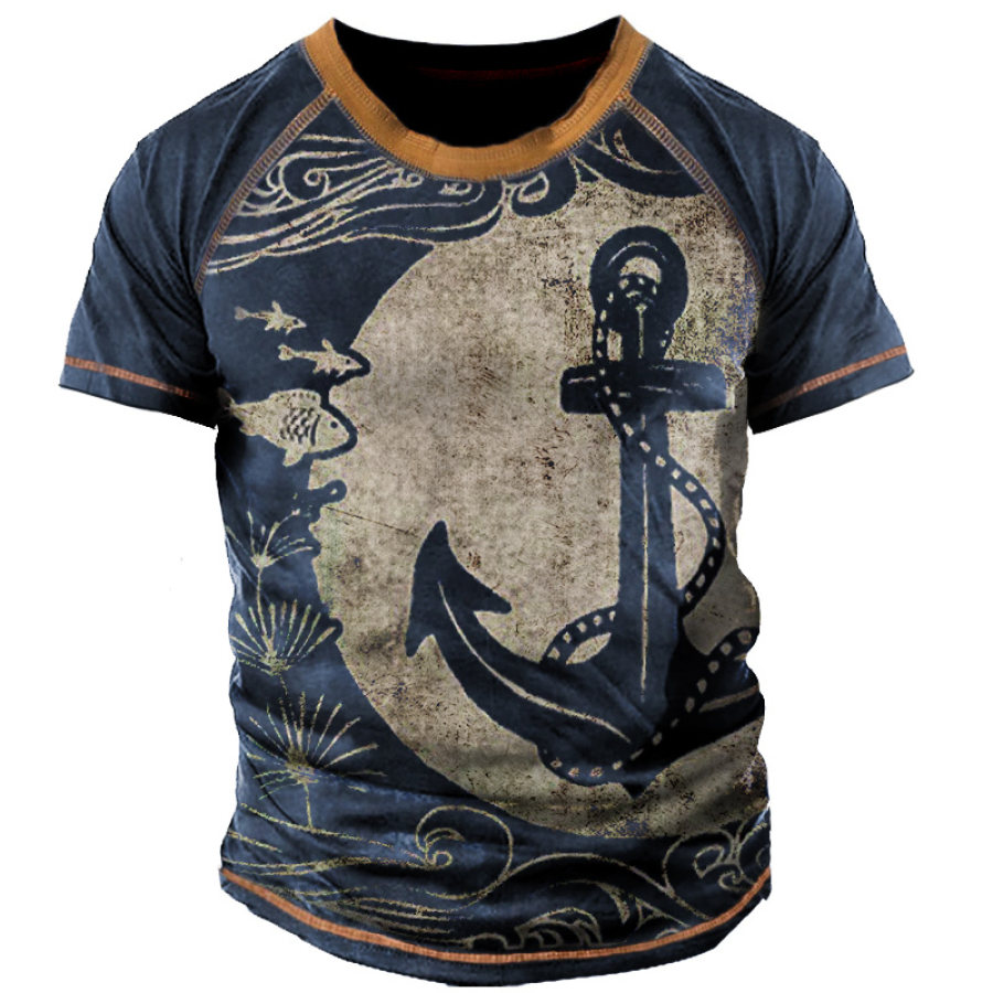 

Men's Outdoor Vintage Anchor Print T-Shirt