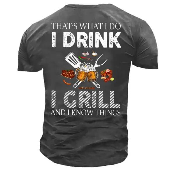 Men's That's What I Do I Drink I Grill Beer Print Cotton T-Shirt - Blaroken.com 