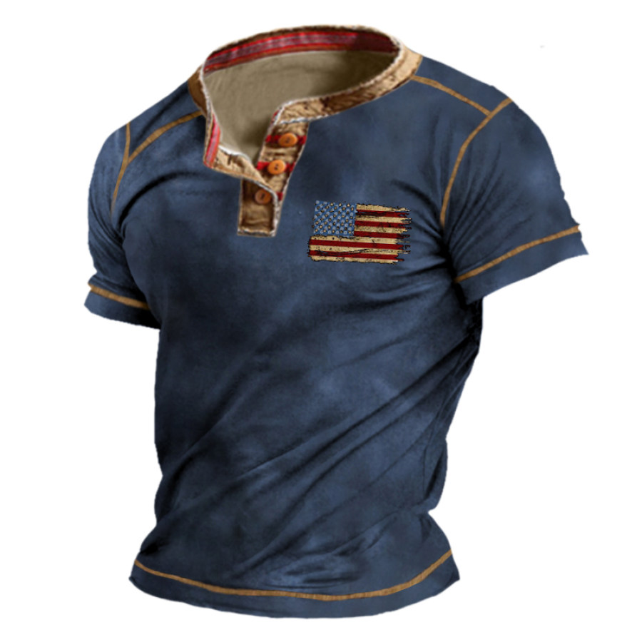 

Men's Outdoor Tactical Flag Bank Henley Shirt