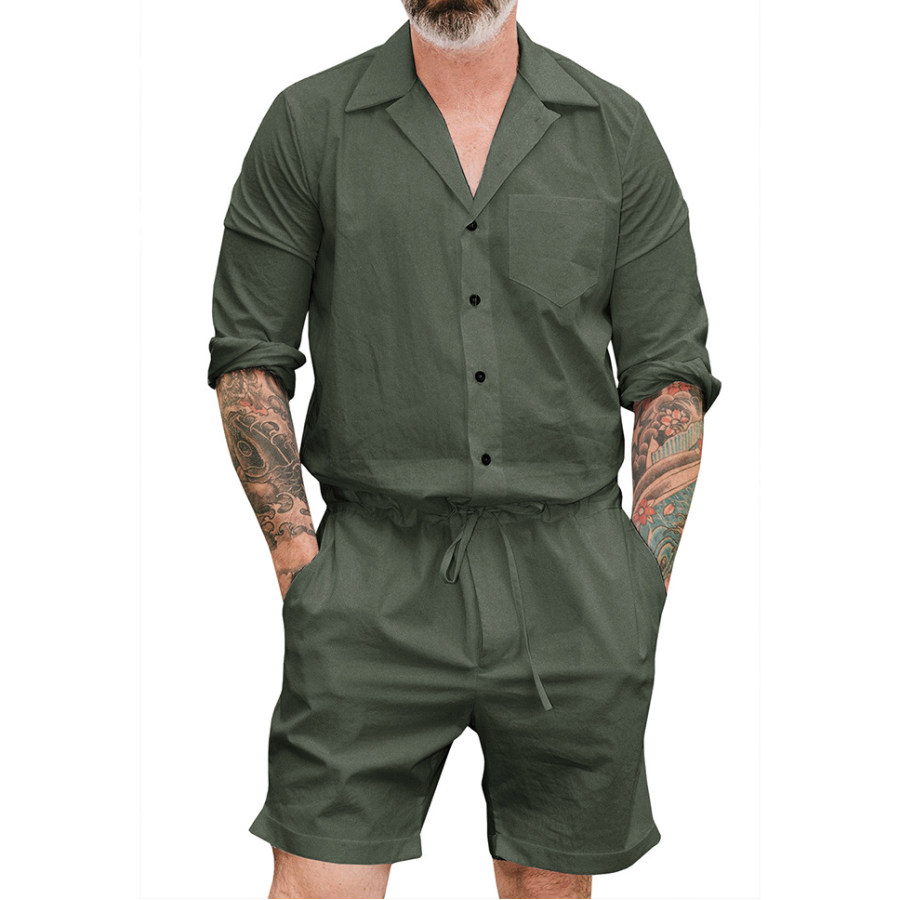 

Men's Drawstring Casual Cargo Shorts Bodysuit