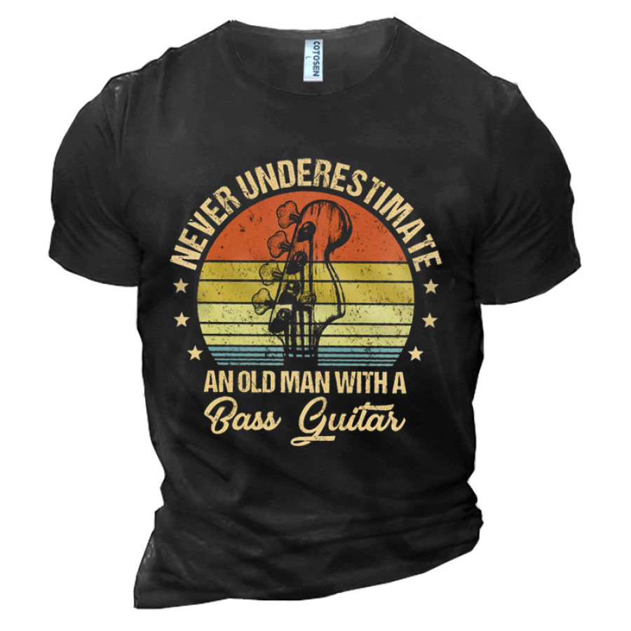 

Men's Never Underestimate An Old Man With Guitar Cotton T-Shirt