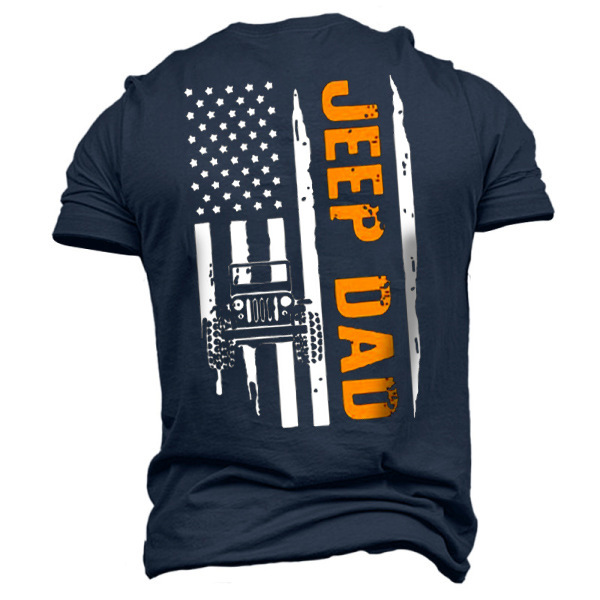 Men's Outdoor American Flag Chic Jeep Dad Cotton T-shirt