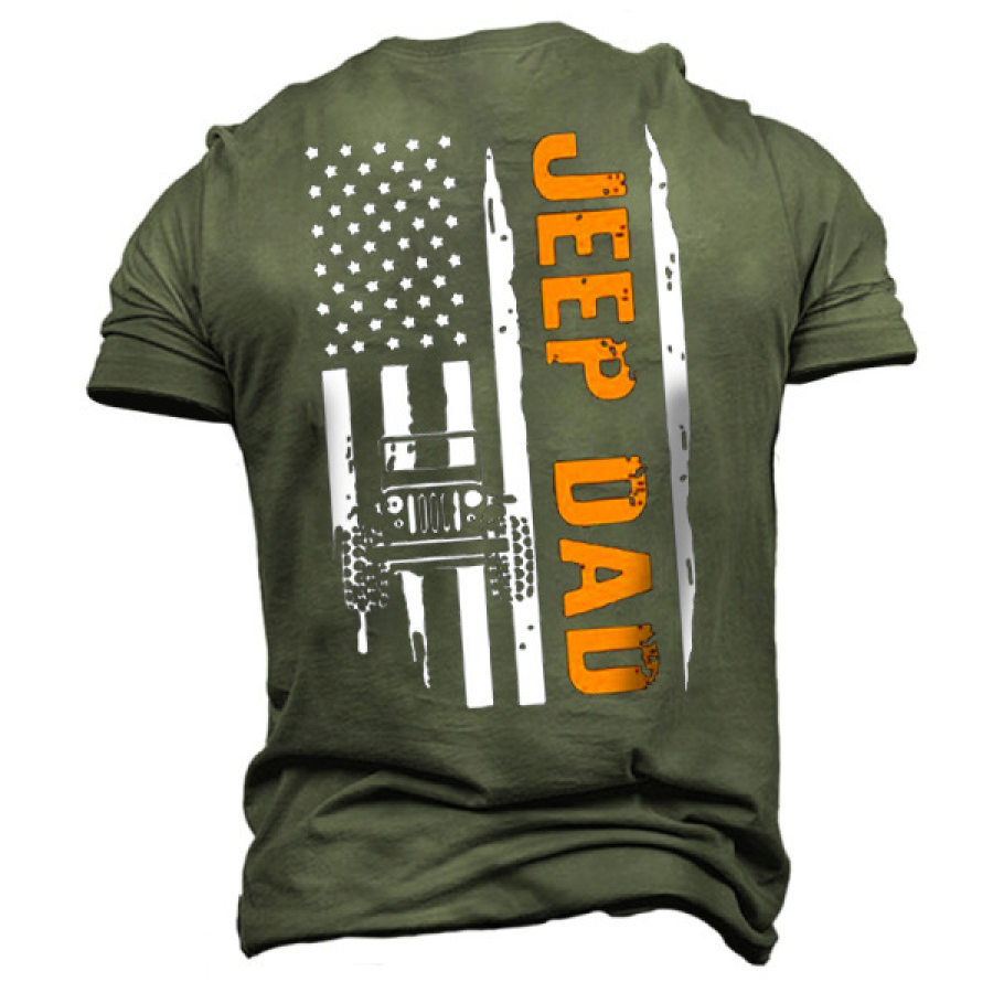 

Men's Outdoor American Flag Jeep Dad Cotton T-Shirt