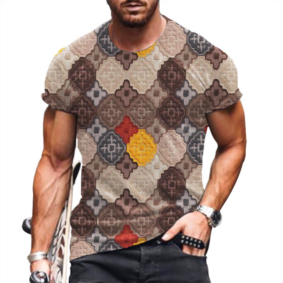 

Men's Vintage Geometric Print T-Shirt