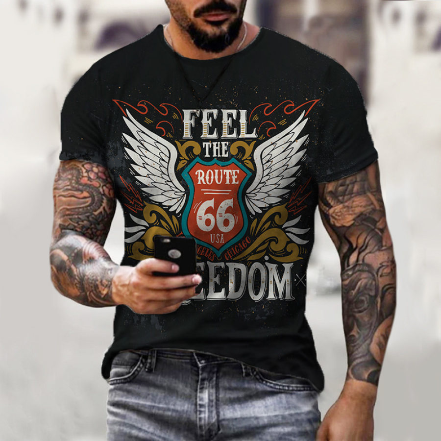 

T-shirt à Imprimé Vintage Route 66 Pour Homme