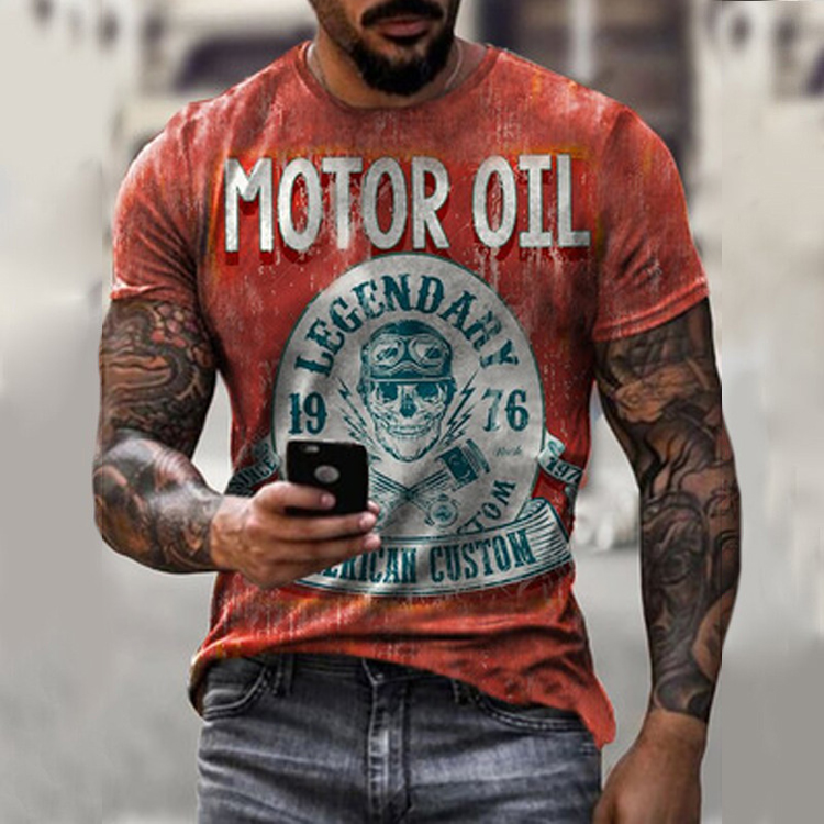 Men's Vintage Oil Print Chic Breathable Short Sleeve T-shirt