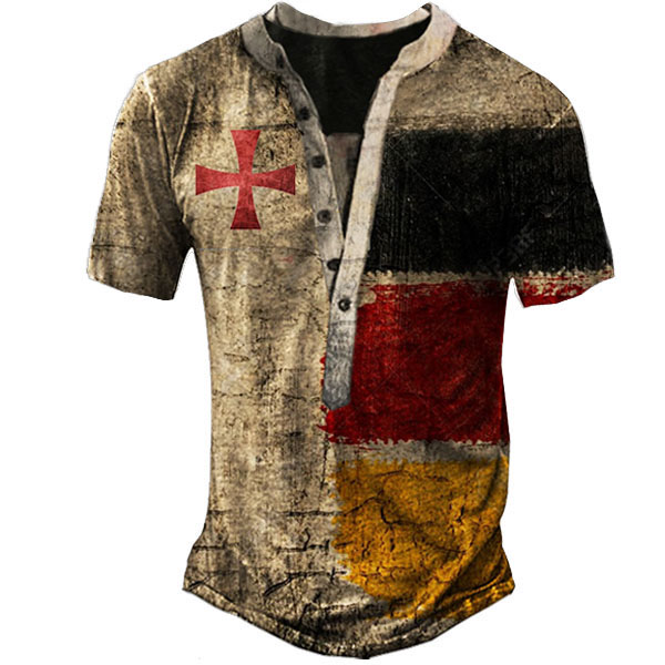 Men's Outdoor Crusades Tactical Chic Henley Collar T-shirt