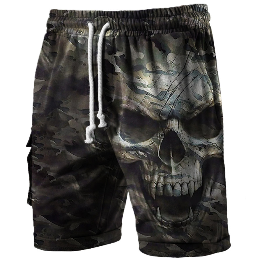 

Men's Outdoor Camo Skull Sports Pocket Drawstring Shorts