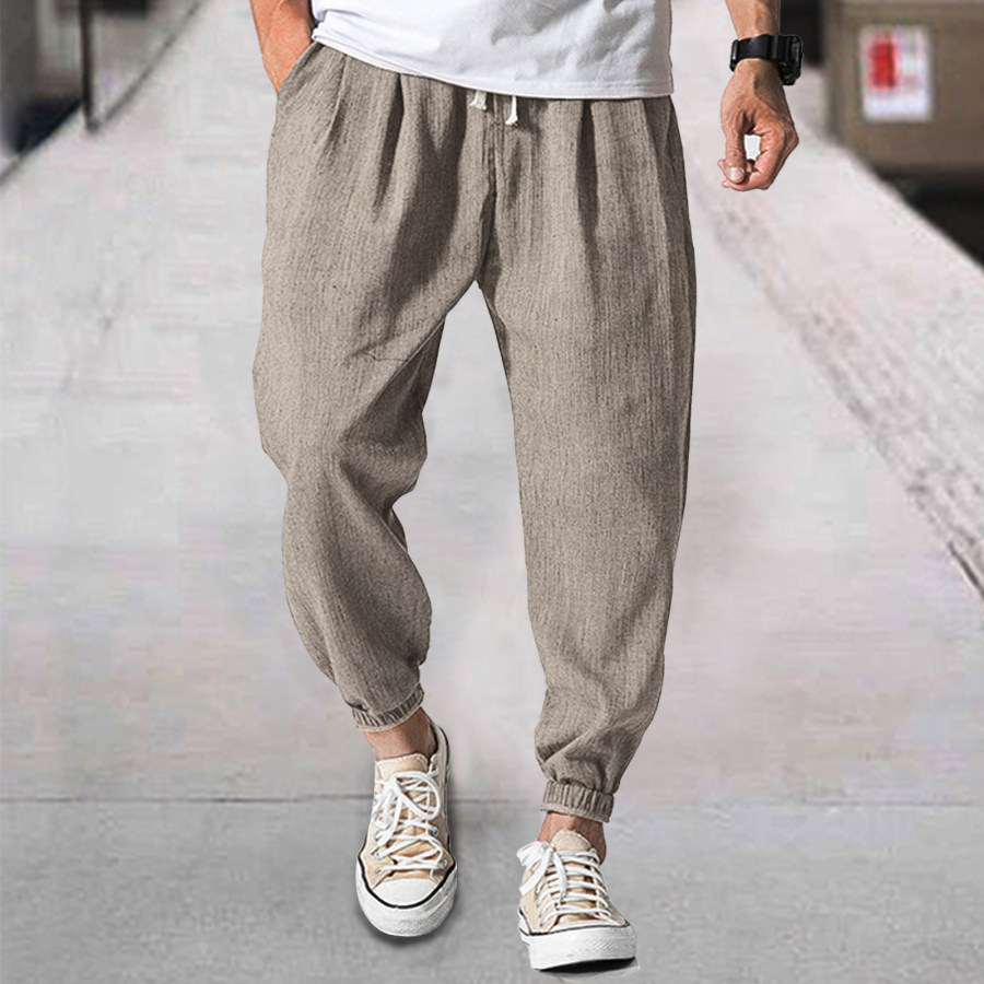 

Pantaloni Da Uomo In Lino Casual Con Cintura Harem