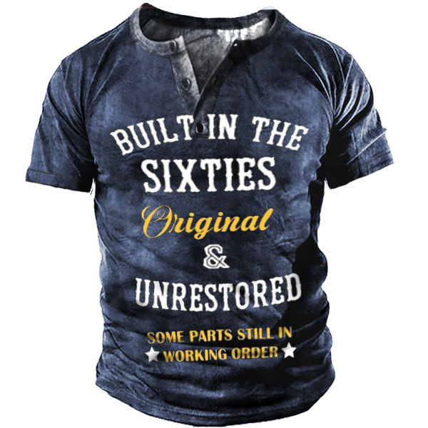 Men's Vintage Henley Collar Chic Short Sleeve T-shirt