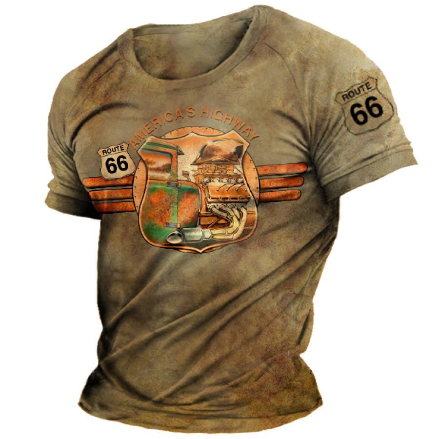 

Men's America Route 66 Vintage Print Crew Neck T-Shirt