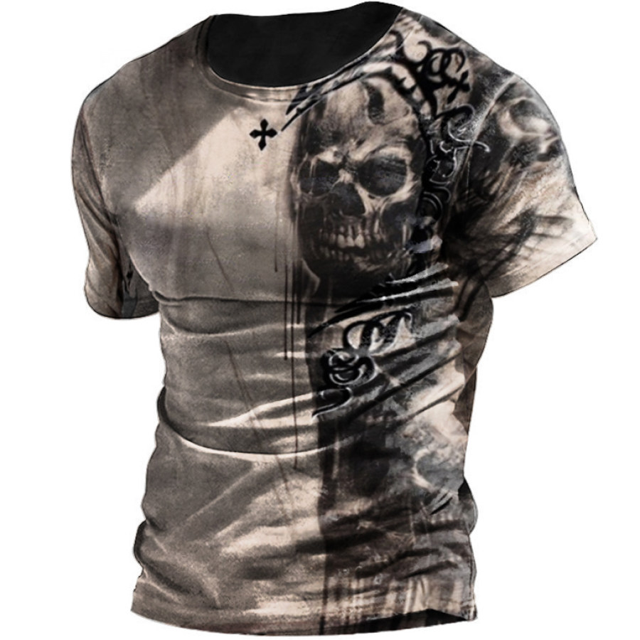 

Men's Fashion Biker Skull Print T-Shirt