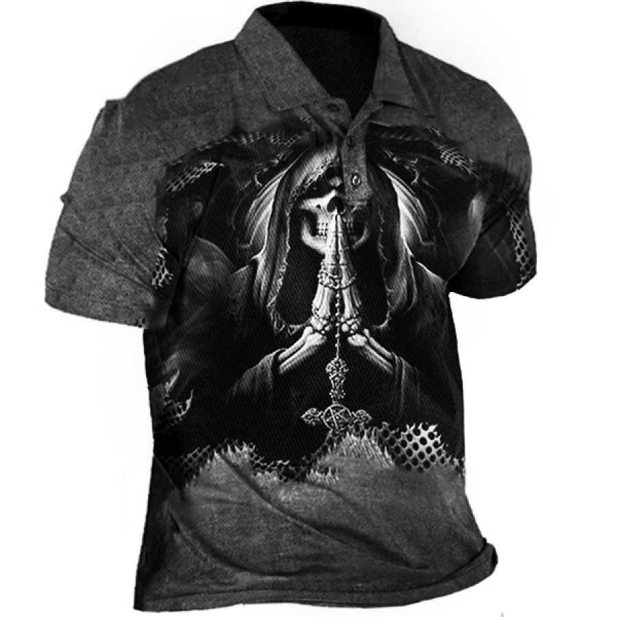 

Men's Outdoor Skull Print Henley Shirt