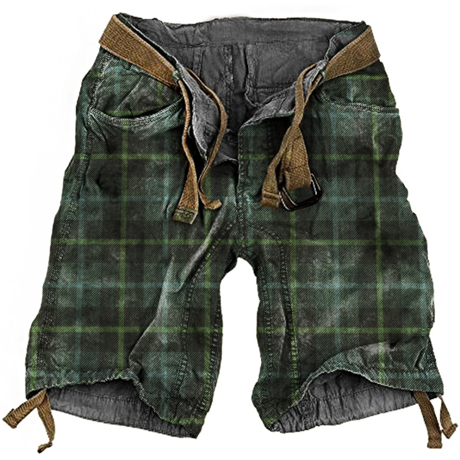 

Men's Outdoor Retro Plaid Cargo Shorts