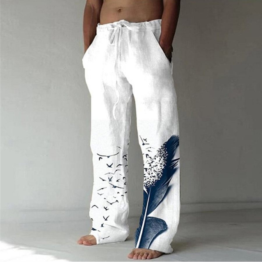 

Men's Printed Drawstring Elasticized Loose Casual Trousers