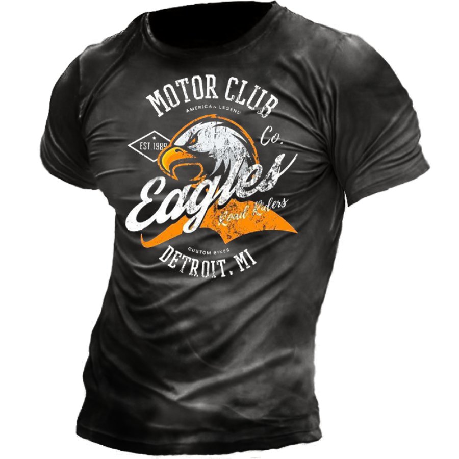 

Motor Club Men's Motorcycle Eagle Print T-Shirt