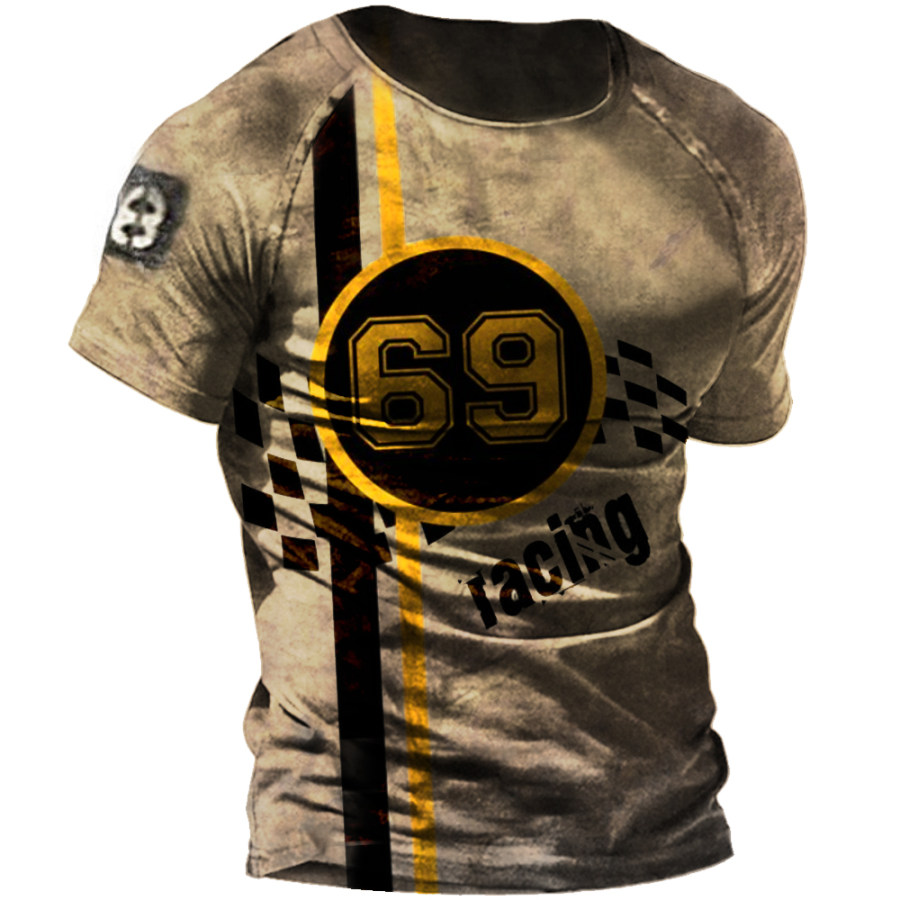 

Mens Vintage Racing Stripes Retro T-Shirt