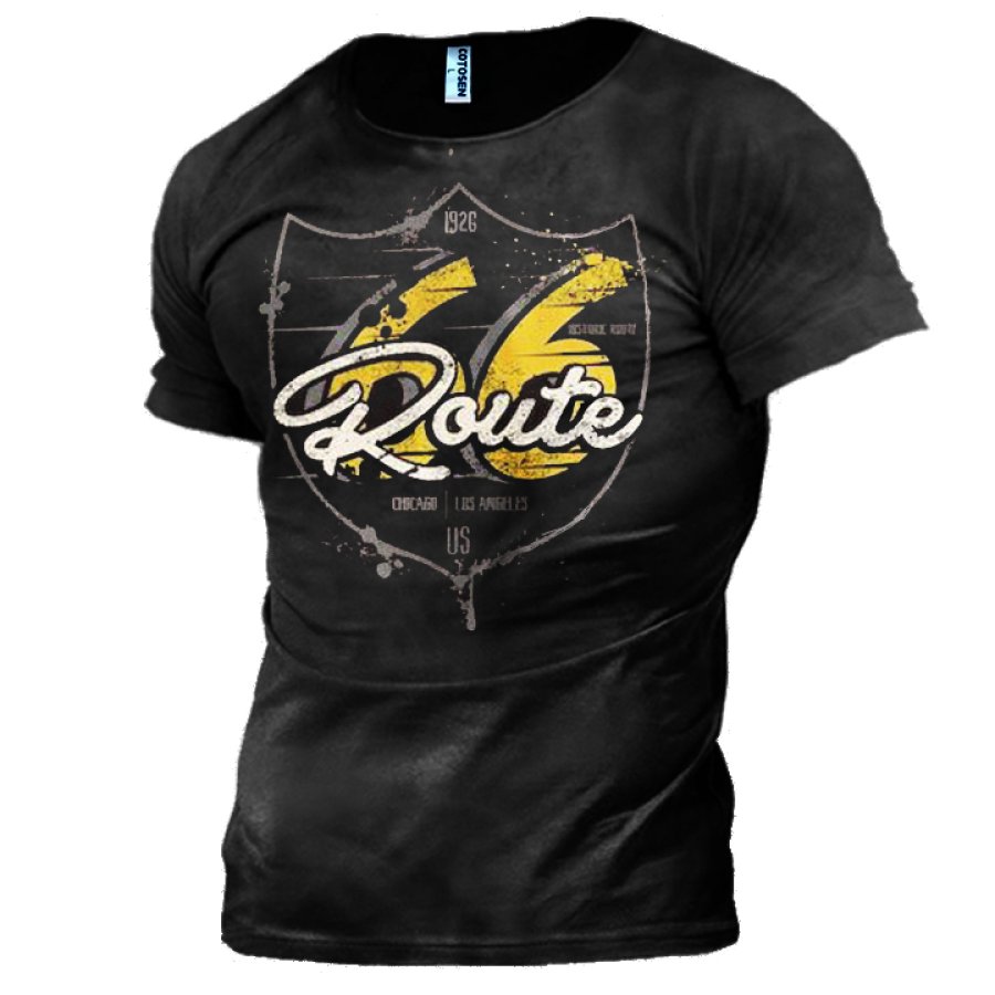 

Route 66 Men's Road Trip Cotton Print T-Shirt