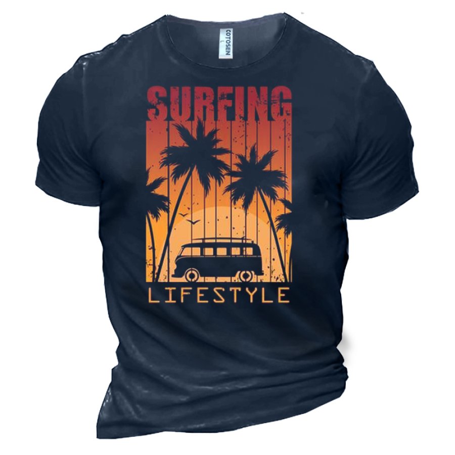 

Men's Beach Palms Resort Cotton Print T-Shirt