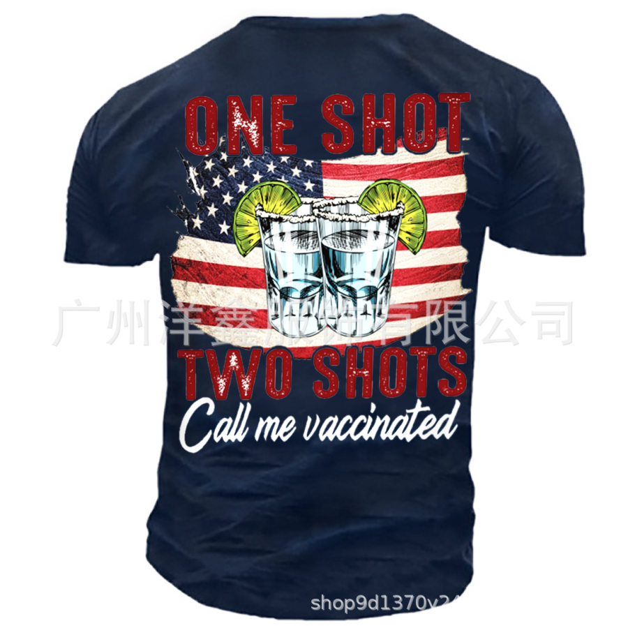 

One Shot Two Shots Call Me Vaccinated Men's Cotton Tee